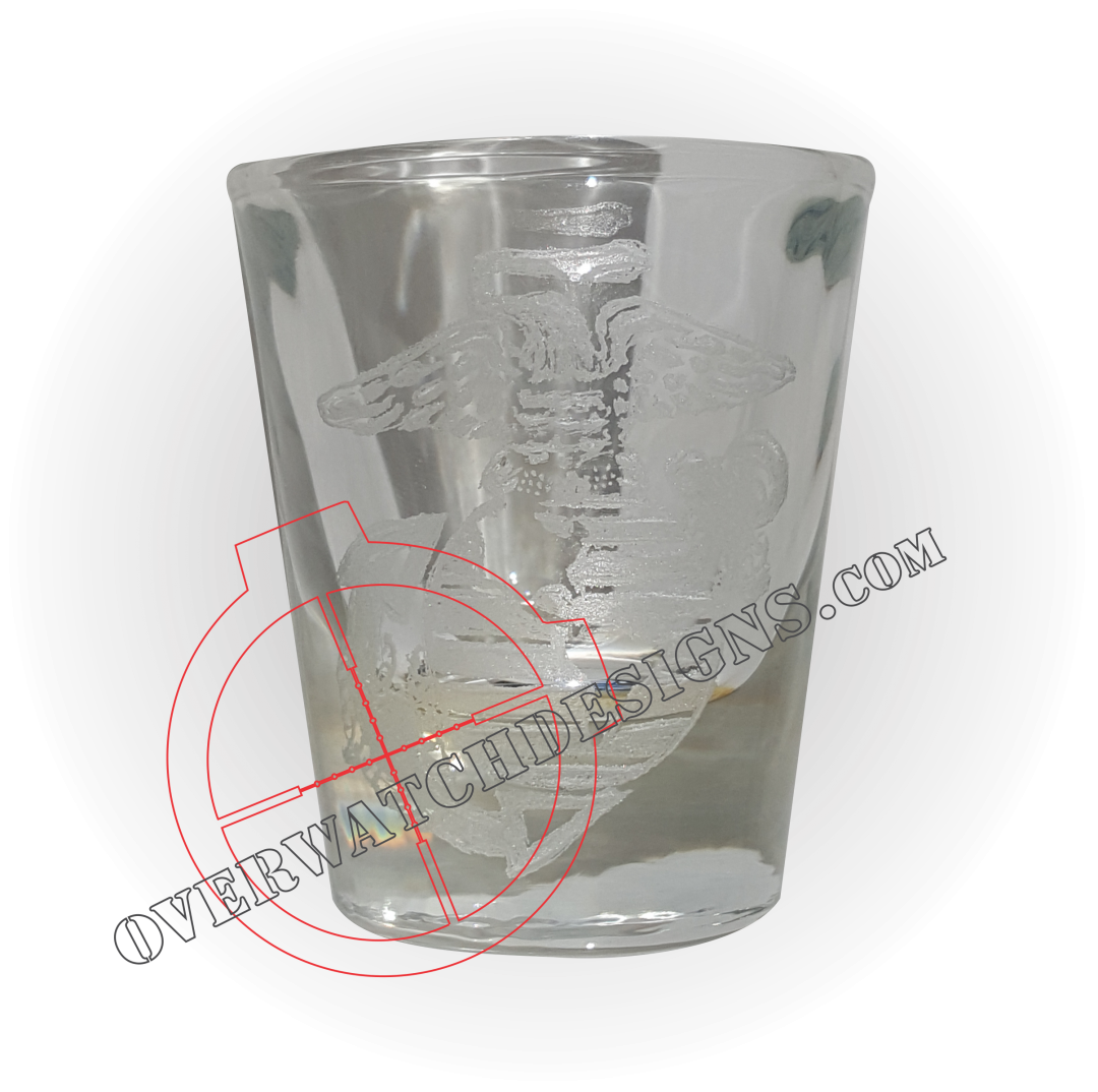 Hand Engraved EGA Shot Glass. One of a kind shot glass!