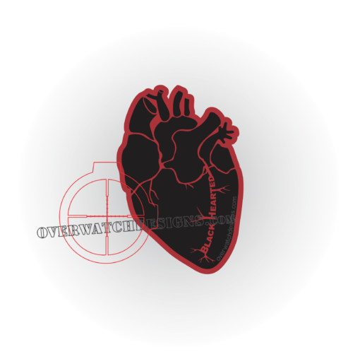Black Hearted Sticker Maroon