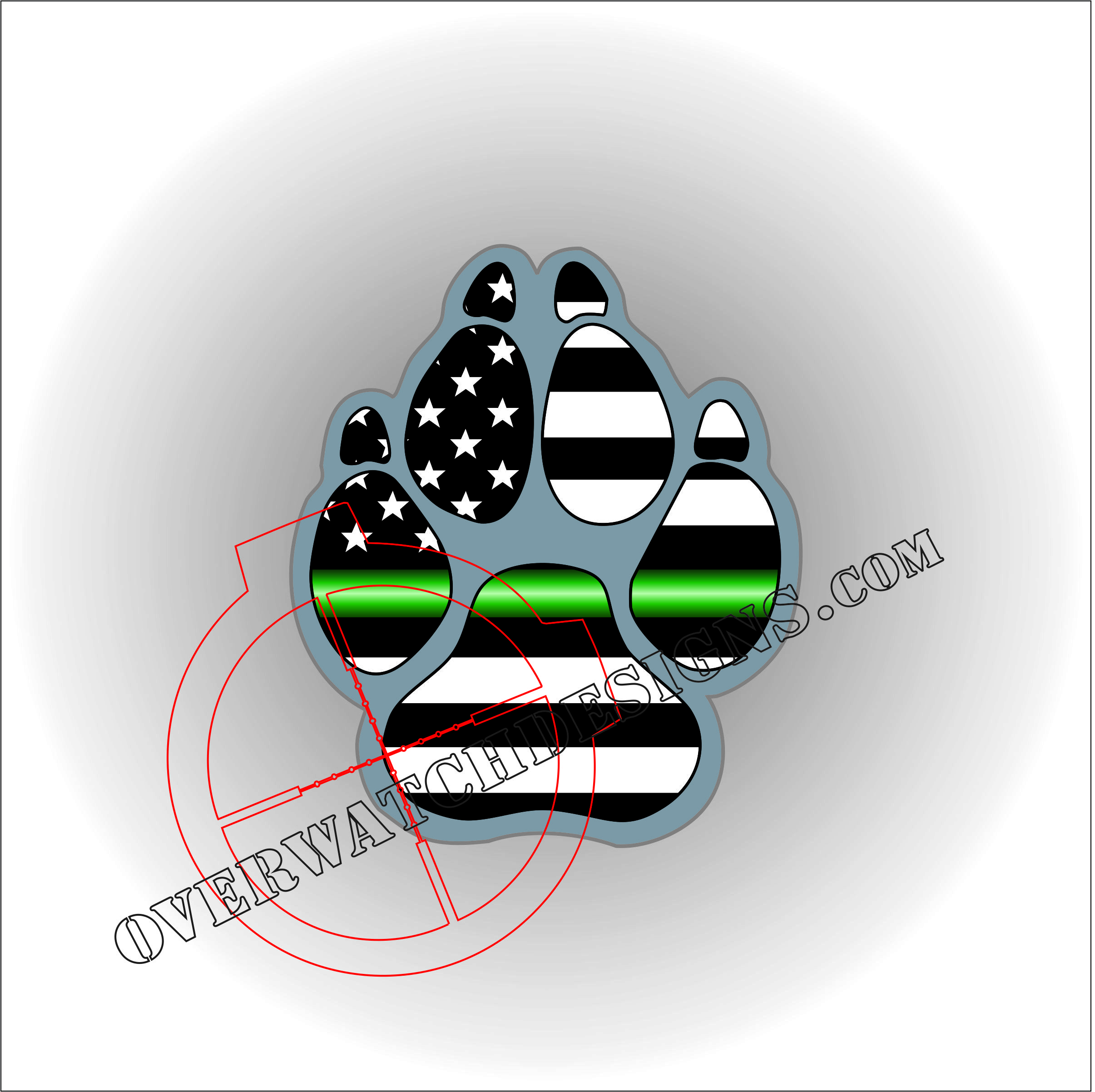 thumbnail image 2 of K9 PAW Blue Line 3M Vinyl Bumper Sticker - Police / Military Tribute 2 of 6