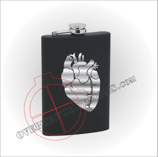 Black Hearted Laser Engraved Flask